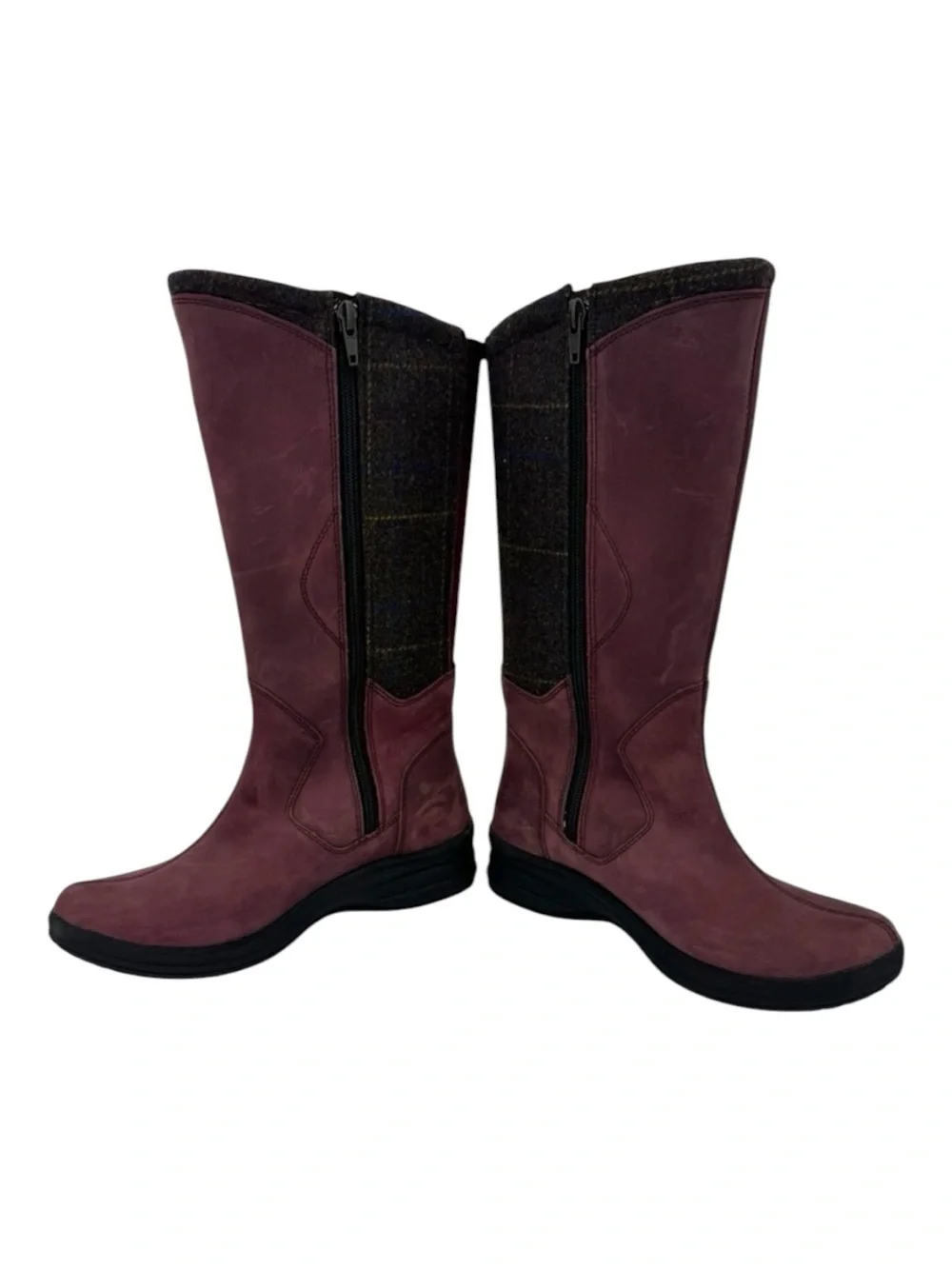 L.L. Bean North Haven Boots with Plaid Accents Burgundy Size 7